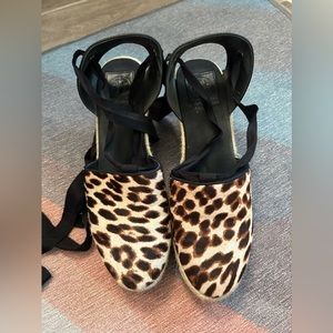 “Tori Burch” pony hair espadrilles stamped leopard print. Size 11